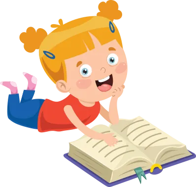 Illustration of a child reading a book for early childhood learning