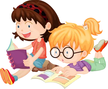 Illustration childrens reading a book for early childhood learning