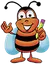 Cartoon bee character in a classroom representing a daycare learning environment